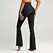 ZERAOKE High Waist Hip-Lifting Yoga Pants Women Quick Drying Athletic Dance Pilates Workout Leggings Flared-Black-M