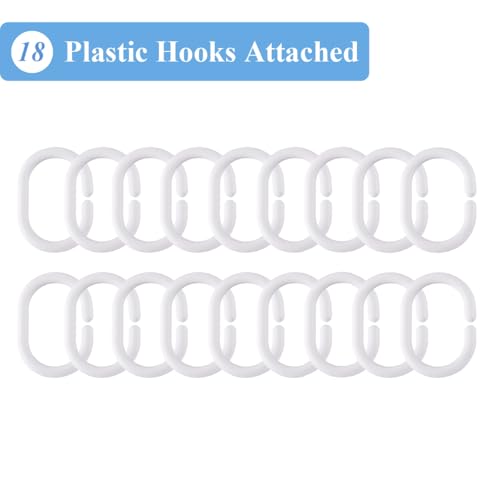 Image of Extra Wide Shower Curtain Liner 108 x 72, Waterproof Heavy Duty Clear Vinyl Shower Liner for Bathroom and Bathtub, 18 Plastic Hooks