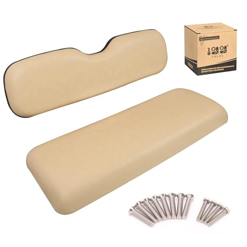 10L0L Golf Cart Rear Seat Replacement Cushion, Soft Back Seat Kit for EZGO RXV TXT, Club Car DS Precedent, Yamaha Drive, Universal Fit for 4 & 6 Passenger Carts Waterproof Durable Buff