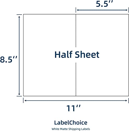 Image of 100 Sheets 200 Labels Half Sheet Self Adhesive Shipping Labels for Laser & Inkjet Printers, 8.5 inch x 5.5 inch Shipping Mailing Labels, 2 per Page Shipping Labels, 5 1 /2 x 8 1 /2 Half Sheet Labels