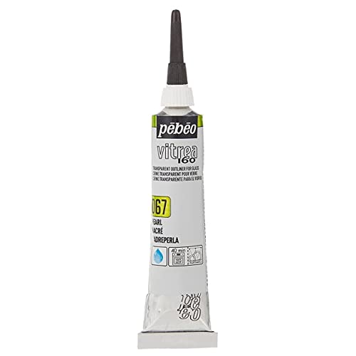 Pebeo Vitrea 160, Glass Paint Outliner, 20 ml Tube - Pearl, 0.68 Fl Oz (Pack of 1)