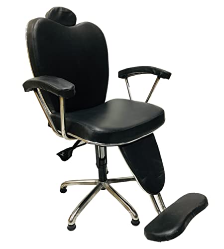 Salon Chair Beauty Parlour/Salon/Barber/Cutting/Makeup/Makeover/Stylish Chair with Push Back Hydraulic System, Cushion seat Back (1, Black, Standard)