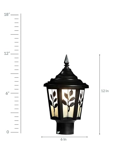 Image of SINOMAN Exterior Outdoor Gate Lamp Light Outdoor Post Light, Matt Black Pillar Lamp Fixtures Leaf Design Perfect for Patio Porch Garden and Gate Post Decor (Bulb Not Included) (Pack of 1)