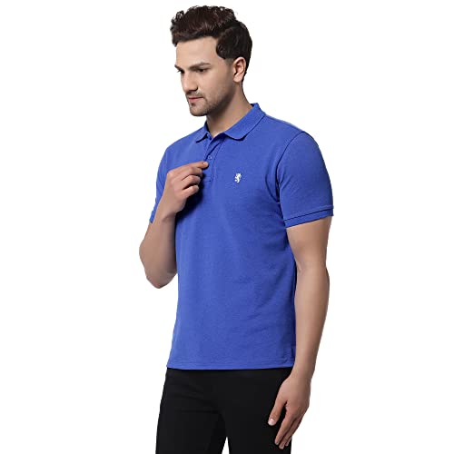 Image of Red Tape Men Blue Melange Solid T-Shirt