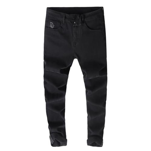Jeans Pants Trousers Denim Spring and Autumn Elastic Simple Handsome Slim Fit Classic Little Black Men's