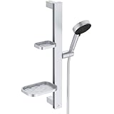 Ideal Standard Idealrain Alu+ Brausekombination, Wassersparender Duschkopf mit zwei Strahlarten (SilkRain und Rain) und verstellbaren Ablagen – Silber (349x157x600 mm)
