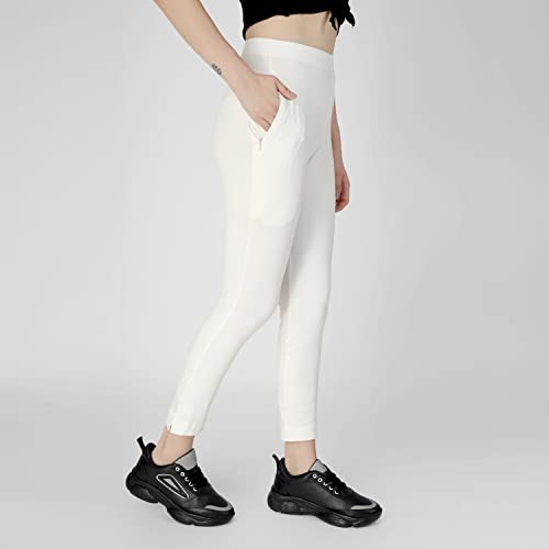 Image of ON&ON Women's Cotton Stretchable Slim Fit Straight Pants Trouser for Casual Wear and Office Wear