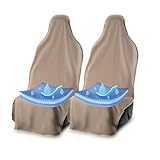 UltraSport 防水タオル カーシートカバー ユニバーサルフィット 防汗 防臭 フロントシートプロテクター 速乾 洗濯機洗い可能 ジム ペット 旅行 アウトドアアドベンチャー タン 2枚パック