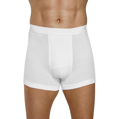 Image of Men's 100% Cotton High Waist Regular Fit Solid Boxer Briefs Innerwear Long Trunks Plus Size Full Underwear