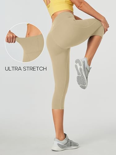 Image of Heathyoga Capri Leggings for Women High Waisted Capri Leggings with Pockets for Women Tummy Control Yoga Pants Women