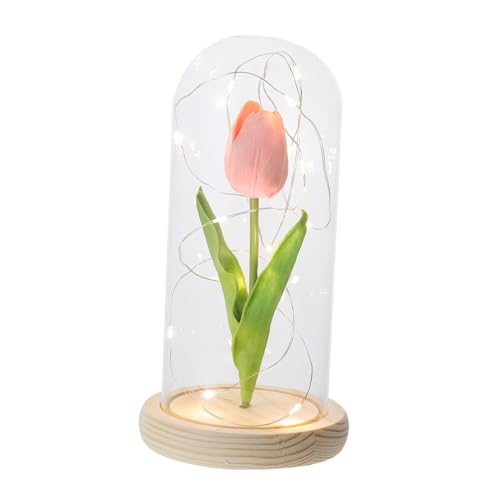 OUNONA Delicate Glowing Tulip Dome Lamp Desktop Decor for Home Warm Light Luminous Adornment Unique Craftsmanship for Creating Cozy Atmosphere