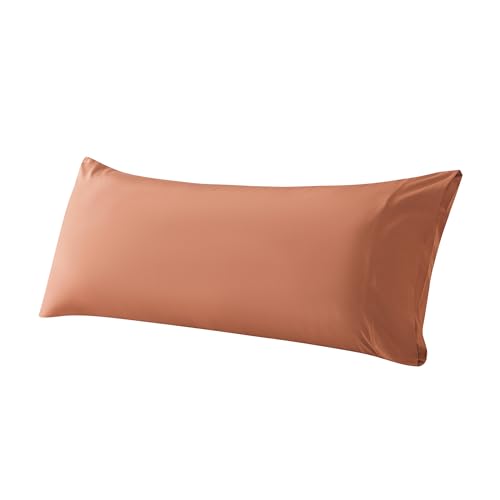 WhatsBedding Body Pillow Cover Cotton Fabric, Long Pillowcase Breathable & Skin-Friendly, Envelope Closure - Rust (20x54 inch)