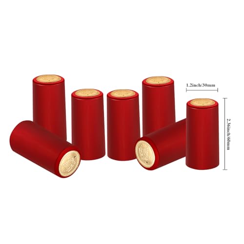 Image of Blulu 400 Pcs Wine Sealer for Bottles PVC Heat Shrink Capsules Bottle Caps for Wine Making Cellars and Home Use (Red)