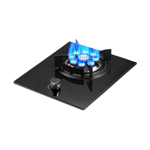 BZJPRFC Estufa De Gas De Un Quemador, 5,2 KW, 9 Cavidades, De Mesa, con Rejilla De Hierro Fundido Y Vidrio Templado, Kit De Suministro De Gas Natural/GLP Y Protección contra Apagado(NG)