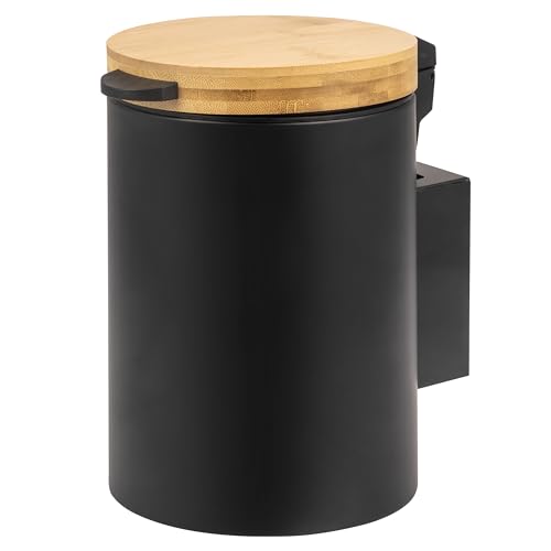 bremermann Wand-Kosmetikeimer 3 l, Badmülleimer 2-Wege-Montage, rund (Schwarz)