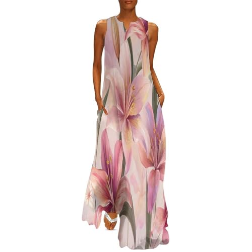 Robe de plage Lys Romantique pour des vacances d'été élégantes en robe longue maxi col V