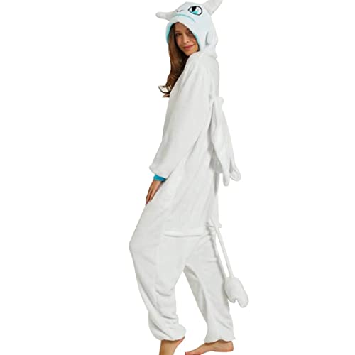 brableewear Adult Pajamas Dragon Animal Onesie Halloween Cosplay Costumes Homewear One-Piece Jumpsuit White