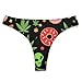 XUTSAKDCJ Comfortable Alien Donut Pot Leaf Weedleaf Pizza Black Seamless Thongs for Women, No Show Thong Workout Yoga Gym Underwear Fashion G-string