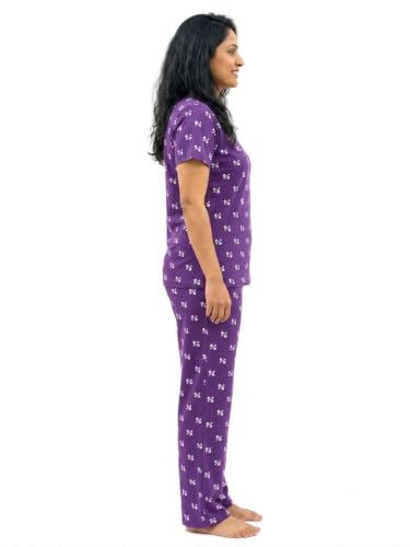 Image of Women's Night Dress | Printed Cotton Night Suit | Pyjama Set with Top and Bottom | Sleepwear | Ladies Night Dress | Casual Nightwear with Pocket | T-Shirt and Pant | Co-ord Set