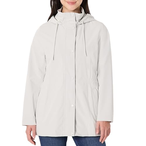 Amazon Essentials Chaqueta Impermeable con Capucha Larga, Ligera y de Corte Holgado Mujer, Blanco Roto, M