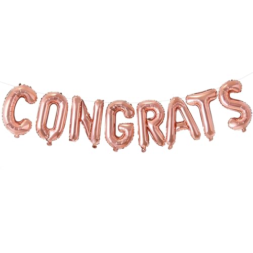 Image of Graduation banner Congrats Balloons Rose Gold For Graduation Party Decorations Decor, 17 inch