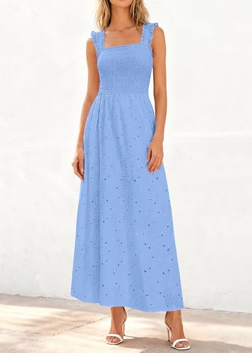 Image of KIRUNDO Summer Lace Dress for Women Eyelet Maxi Sundress