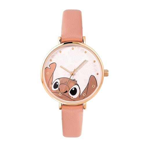 Disney Stitch - Reloj analógico para niñas, color rosa