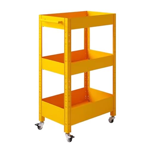 Carro Cocina con Ruedas Estrecho, Material de Acero al Carbono Ajustable Ahorra Espacio, Carritos Auxiliares, para Sala de Estar Cocina Baño(Yellow,50 * 30 * 82CM)