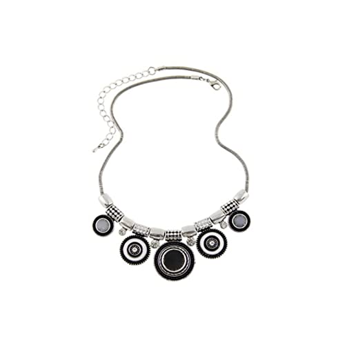 DAGLLGEW Collana Etnica Tribale Boho Con Frange Di Monete E Perline Multicolori Per Donna Nera