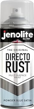 JENOLITE Directorust Spray Paint Satin Finish | POWDER BLUE | 400ml | Direct To Rust Spray Paint For Metal | All-In-One Multi Surface Paint for Metal, Wood, Plastic, Ceramic | RAL 240 80 10
