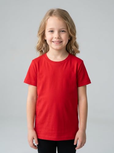 Image of Kids T Shirt Short Sleeve Crewneck Tee for Toddler Boys and Girls Cotton Basic Summer Top 2-6 Years