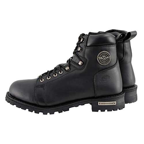 Milwaukee Leather Men's Black Leather Lace-Up Motorcycle Rider Boots with Side Zipper MBM100-9.54