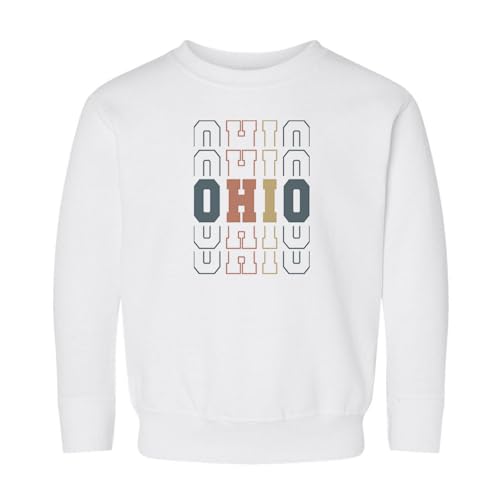 Stacked Ohio Kids Sweatshirt Toddler 2T White
