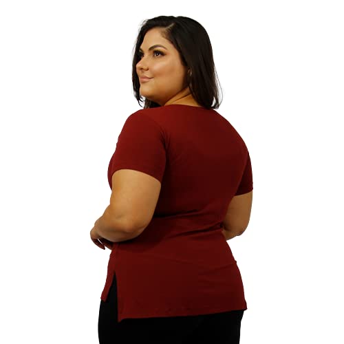 Kit 2 Blusa Mullet Manga Curta Plus Size Lisa Feminina Moda LegBrasil (preto-bordo, G4)