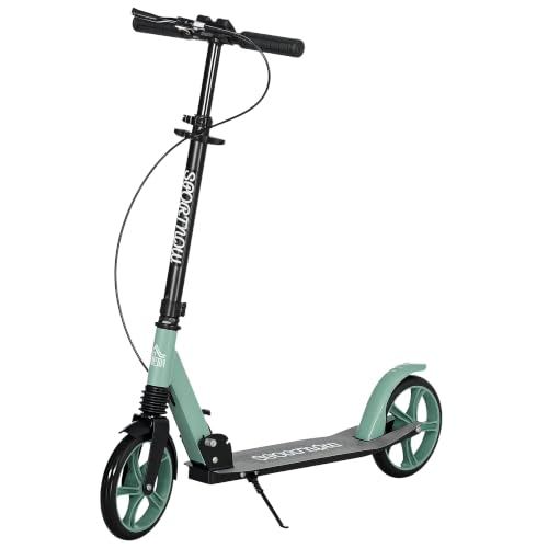 HOMCOM Patinete Plegable para Adultos 91,5x36,5x91-104 cm Verde