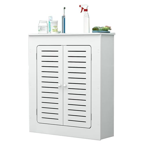 Etagere de salle de bain cache-radiateur meuble bas bois 2 portes