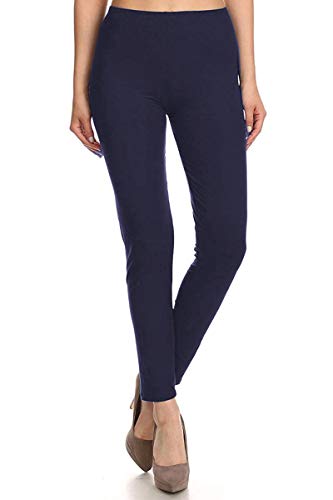 Image of Leggings Depot Women's High Waist Leggings Soft 1 inch Waistband Solid Pants - Regular, Plus, 1X3X, 3X5X
