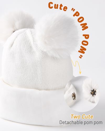 Toddler Winter Hat Gloves Set Baby Girls Boys Winter Beanie Hats Fleece Lined Kids Earflaps Face Warmer Scarf Set3