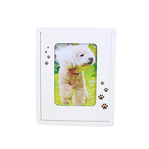 ペット仏壇 メモリアルBOX ボックス型仏壇 あしあと 肉球 彫り 骨壷収納可能 ミニ仏壇 (ホワイト)