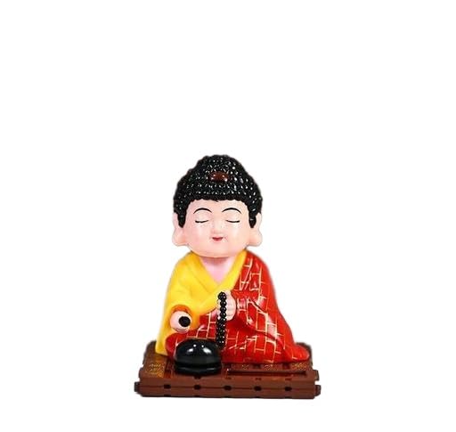 Solar-Powered Moving Head Buddha Monk Statue ? Feng Shui Good Fortune Ornament for Car Dashboard, Home, and Office 1-image-43
