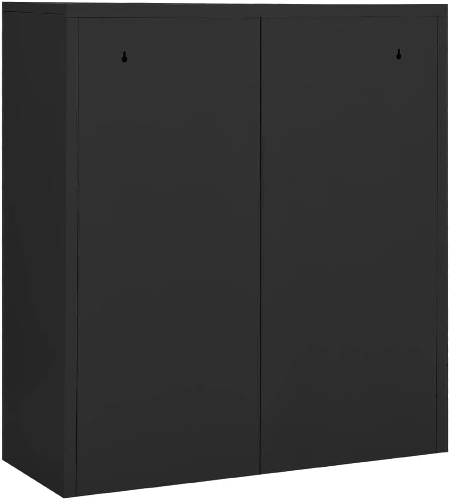 Office Cabinet Anthracite Steel Medium Cabinet Rectangular with 3 Drawers and Adjustable Shelf for Secure Storage and Modern Workspace Organization