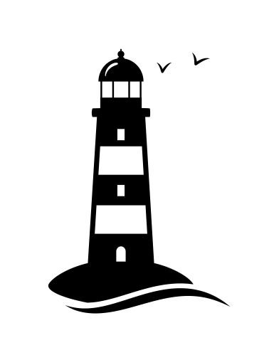 JS Artworks Lighthouse with Birds Vinyl Decal Sticker (Black)