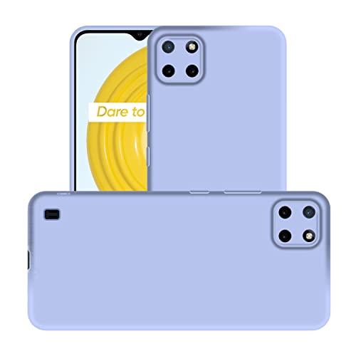 Image of Case Creation Liquid TPU Silicone Cover for Realme C11 (2021) Soft Case,Anti-Dirty Slim Case Frosted Matte Candy TPU Raised Bezel (Splash of Color) Back Case Cover for Realme C11 2021 -Light Purple