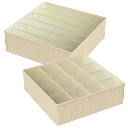HYTROVE Organizador para Dividida y Calcetines Caja Beige Sujetadores de Ropa Interior Plegable de Tela Oxford Adecuado para Armarios y Cajones en Mudanzas