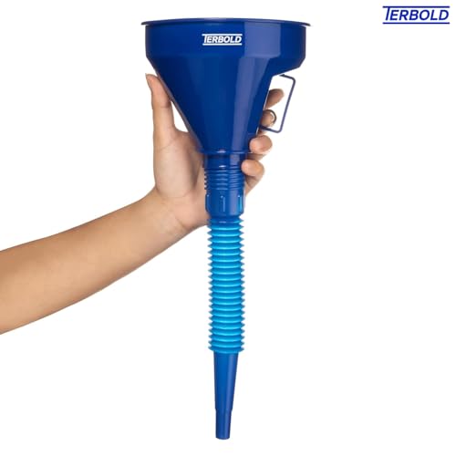 Image of Automotive Flex Funnel with Hose | Wide Mouth Flexible Oil Funnel for Automotive Use - Gas, Transmission Fluid, Car Fuel, Oil Change (Blue)