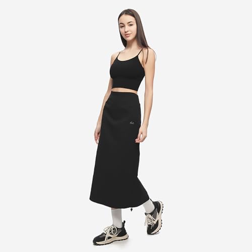 Women Cargo Skirt Casual Low Waist UPF 50+ Drawstring A-line Adjustable Long Skirt with Pockets SLD4M0104