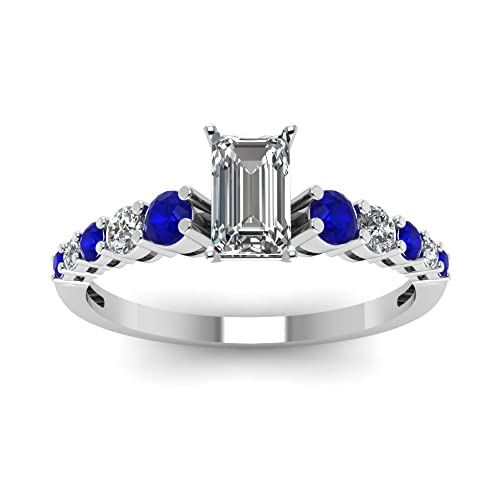 Image of Choose Your Gemstone Graduated Diamond CZ Engagement Ring 925 Sterling Silver Emerald Shape Petite Engagement Rings Lightweight Office Wear Everyday Gift Jewelry US Size 4 to 12