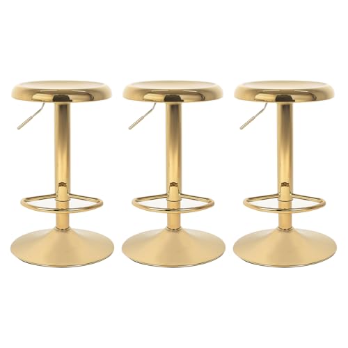 Modern Gold Bar Stools – Adjustable Swivel Backless Counter Height Stools for Kitchen Island or Home Bar (3)