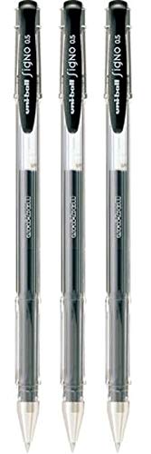 uni-ball - Signo - Bolígrafo de tinta de gel, UM-100, 0,5 mm, color negro, 3 unidades