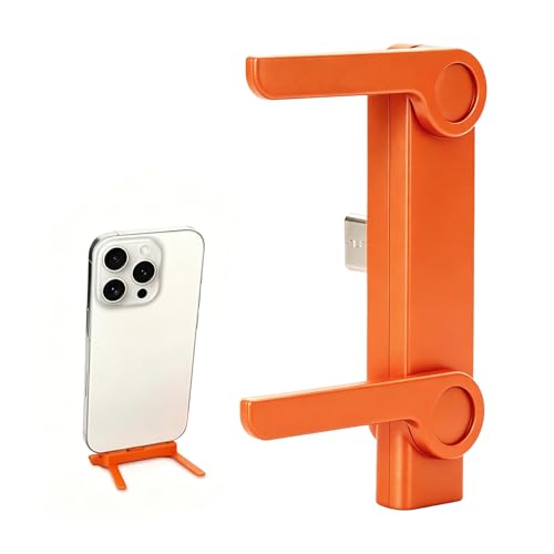 XAVURO Adaptador de Soporte para teléfono con Conector Tipo C – Soporte Manos Libres para Smartphone – Añade una función de Soporte a tu Cable de Carga Actual (Naranja)